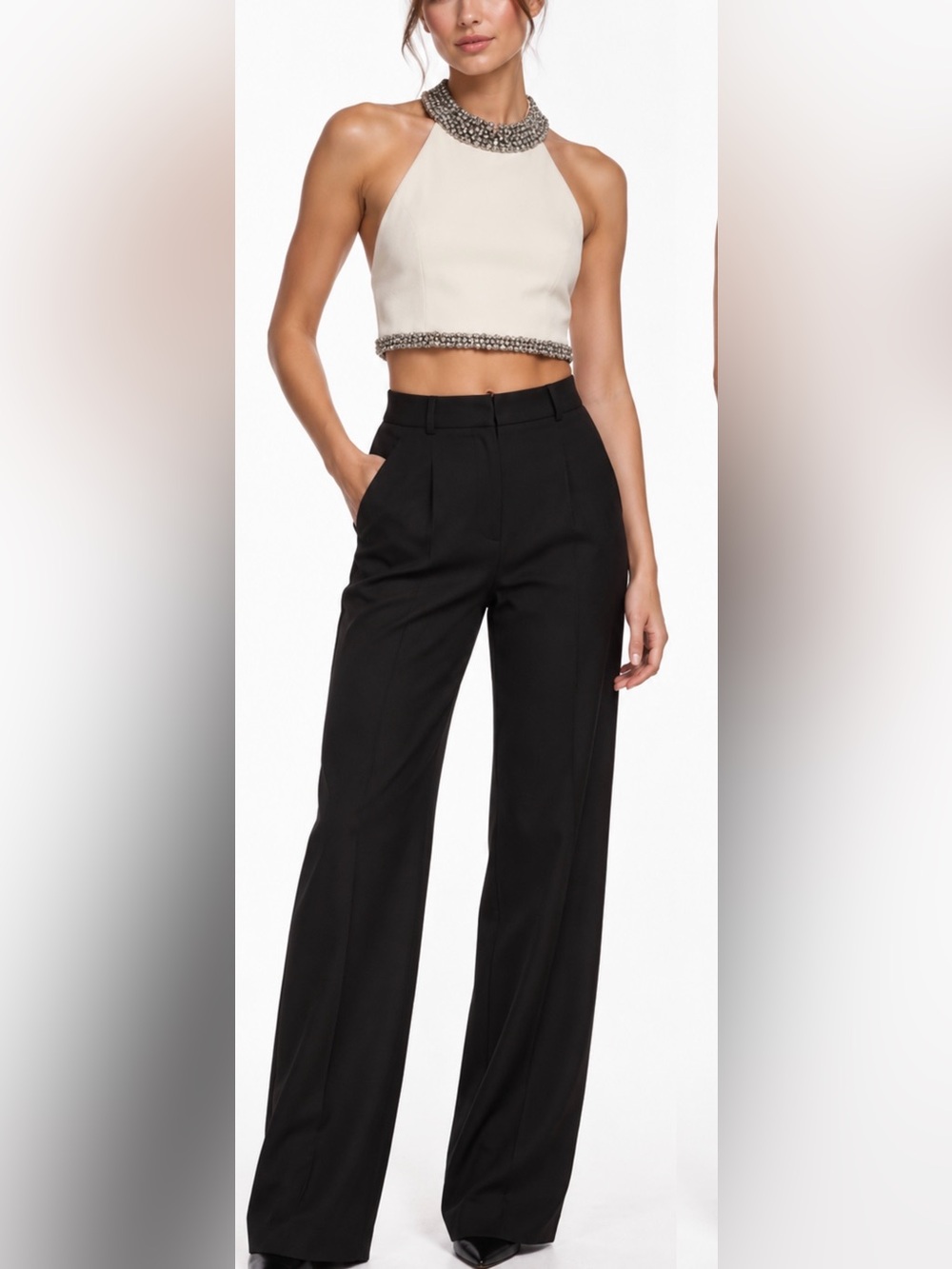Alice + Olivia Crystal Embellished Halter Top $440 NWT Size 0